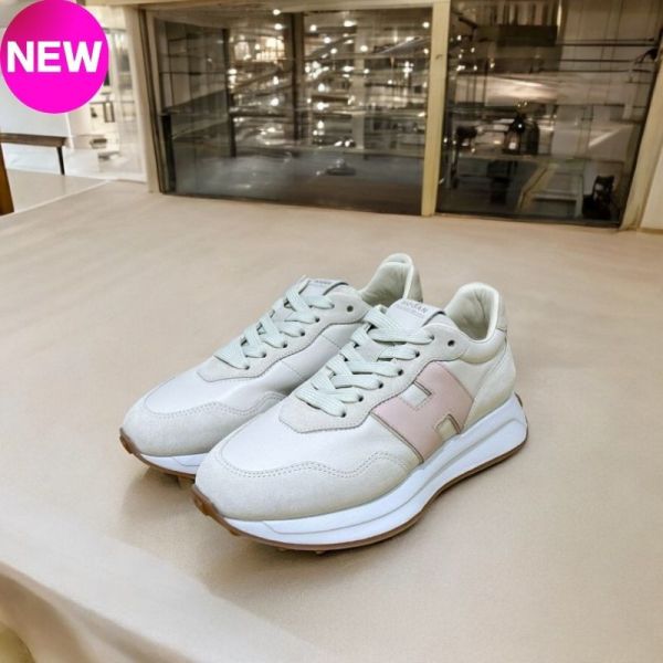 Hogan 女款 H641 麂皮拼接5公分厚底復古運動鞋  灰白配粉色  EU35/36/37/38 Hogan、H641、麂皮運動鞋、納帕皮革、磨砂皮H標誌、義大利製奢侈品鞋履、記憶泡棉、復古運動鞋、精品運動鞋推薦、精品運動鞋評價、精品運動鞋價格、平行輸入、100%真品、專櫃真品保證、限時優惠、精品鞋履哪裡買
