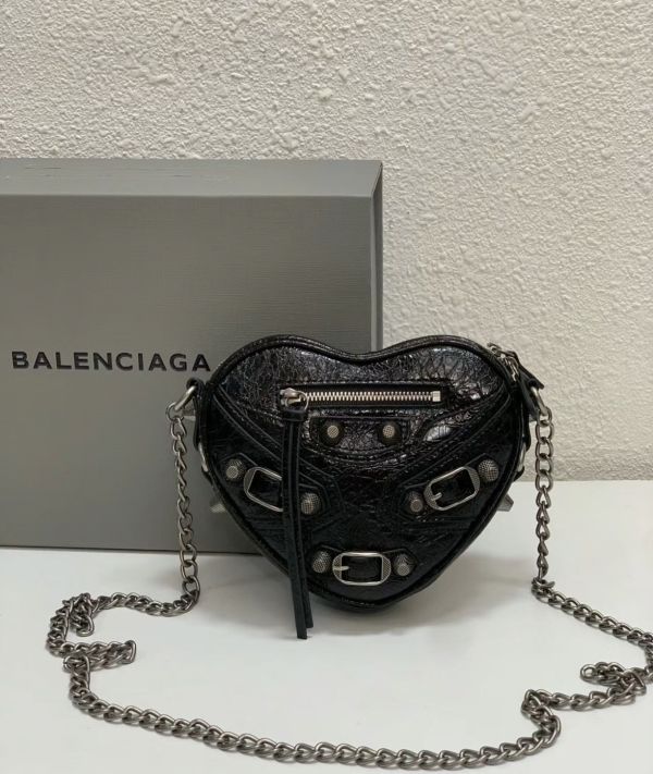 Balenciaga 722781 Le Cagole 心形小羊皮迷你包    黑色 