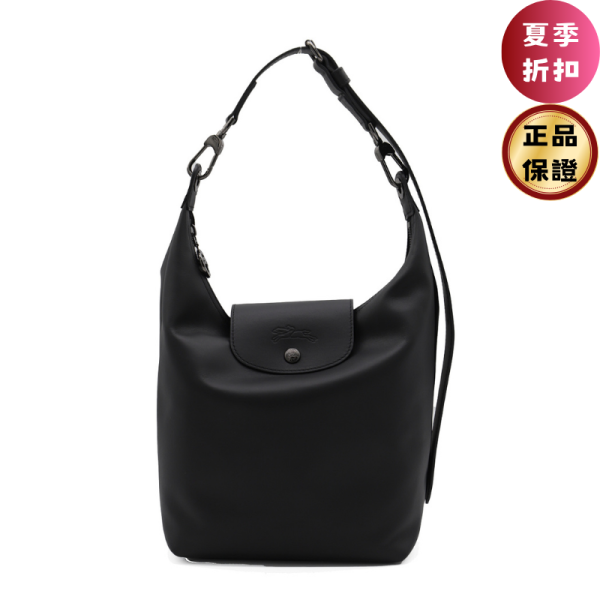 Longchamp 10286 Le Pliage Xtra 皮革Hobo包  M  黑色 Le Pliage Xtra, 肩揹袋, 牛皮, 2025時尚, Emma Watson, 輕巧設計, 可調提帶, 經典風格, 實用包款, 暗銀配件