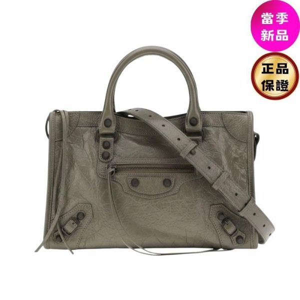Balenciaga 811442 Le City 小羊皮 S 小款機車包  卡其灰色銅釦 Balenciaga,Le City Small,Arena羊皮,Volcanic Rock,義大利製造