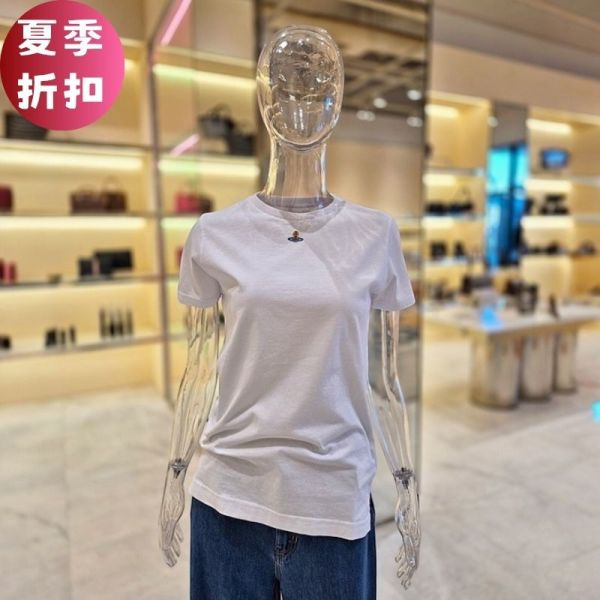 Vivienne Westwood 女款 Orb Peru 刺繡標誌有機棉短袖T恤上衣  經典白  XS/S Vivienne Westwood T恤,Orb刺繡T恤,有機棉短袖T恤,VW經典圓領T,Vivienne Westwood白T,Vivienne街頭穿搭推薦,義大利製T恤,品牌環保T恤,100%真品,限時優惠服飾
