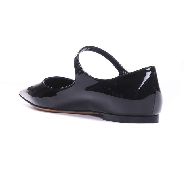 Valentino 女款 Tiptoe One Stud 漆皮尖頭芭蕾平底鞋 黑色   IT 36/36.5/37/37.5/38.5/39 