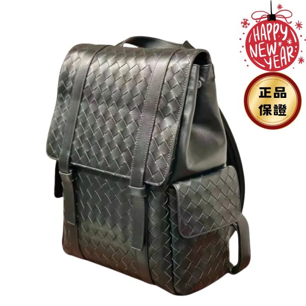 Bottega Veneta 805971 Intrecciato 黑色編織皮革後背包 Bottega Veneta後背包,Intrecciato皮革後背包,Bottega Veneta筆電包,精品後背包,Bottega Veneta時尚後背包