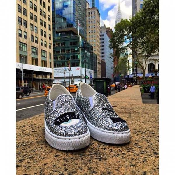 Chiara Ferragni  CF879 亮銀色眨眼厚底樂福鞋 EU37 