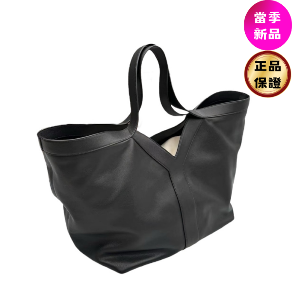 Saint Laurent 820672 Y字大款柔軟皮革托特包  黑色 LE 5 À 7 手袋, 柔軟大型包, 小牛皮手袋, 義大利手工包, 時尚肩背包, Cassandre 標誌, 實用設計