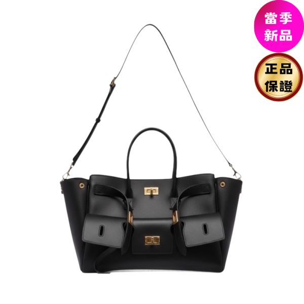 Balenciaga 835689 小款 Bel Air Carry All 包  黑色/復古金釦 Balenciaga,Bel Air Carry All,黑色小牛皮手袋,仿舊金五金,義大利製造