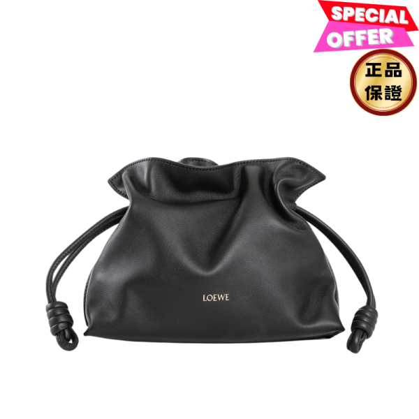 Loewe 迷你納帕小牛皮 Mini Flamenco 包  黑色 Loewe, Mini Flamenco 包, 納帕小牛皮, 抽繩設計, 黑色手袋, 西班牙製造