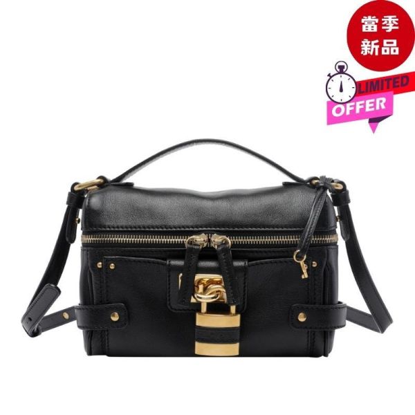Chloe Paddington Vanity 粒面水牛皮鎖頭包   黑色 Chloé,Paddington,Paddington Vanity,Chloé鎖頭包,水牛皮包,黑色斜背包,CH26WS855P75001