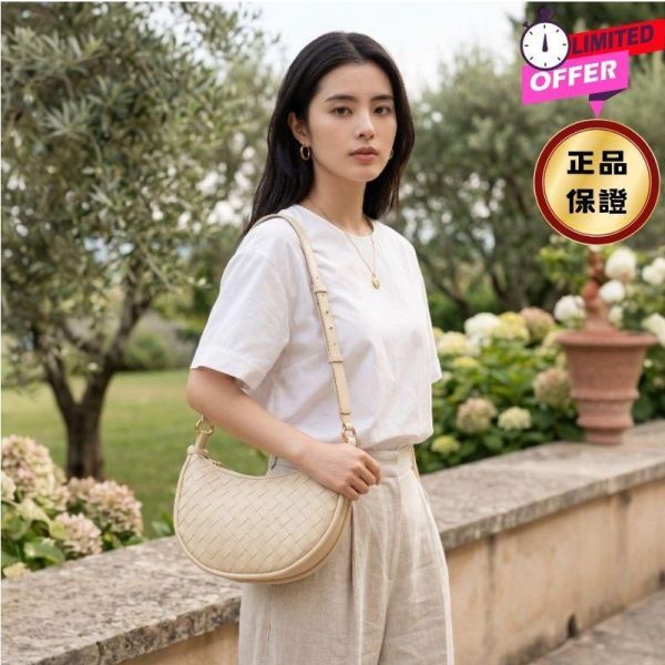 Bottega Veneta 796638 小款 Gemelli 編織小羊皮斜背包  白色 Bottega Veneta,Gemelli,編織包,斜背包,多口袋包