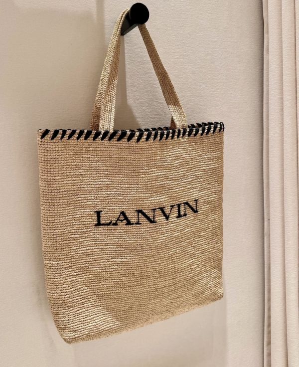 Lanvin  拉菲草編織托特包  自然色/黑色 Lanvin  拉菲草編織托特包  自然色/黑色