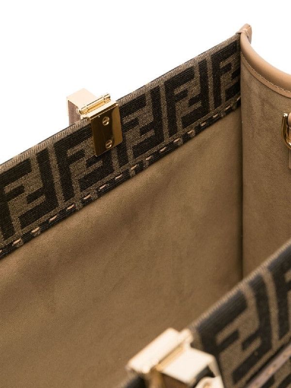Fendi 8BH386 中款 FF緹花 Sunshine 包    棕色/附肩帶 Fendi 8BH386 中款FF緹花 Sunshine 包    棕色/附肩帶