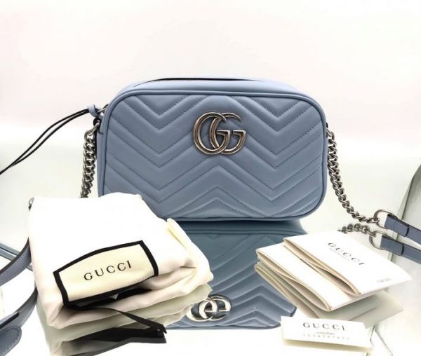 Gucci GG Marmont 447632 中款小牛皮相機包 淺藍色 Gucci GG Marmont 447632 中款小牛皮相機包 

馬卡龍藍色