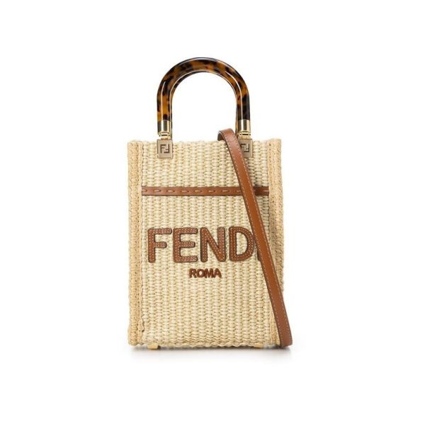 Fendi 8BS051 草編及小牛皮Sunshine 包  自然色 Fendi 8BS051 草編及小牛皮Sunshine 包  自然色