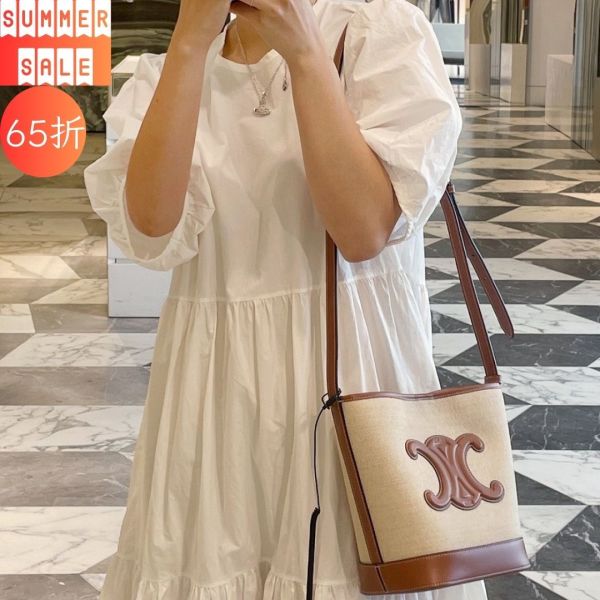 Celine 113782 小款 織物及牛皮革 Cuir 凱旋門水桶包  原色/黃褐色 Celine 113782 小款 織物及牛皮革 Cuir 凱旋門水桶包

原色/黃褐色