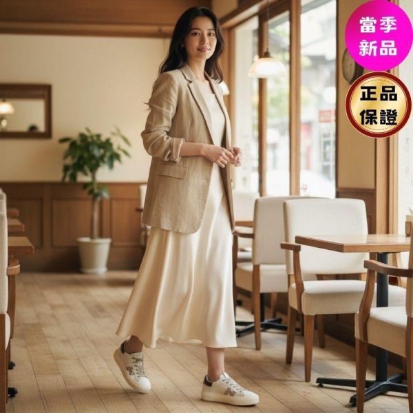 Hogan 女款 Crosswind 滑板運動鞋  淺金色亮片H/增高約6公分  EU35/36/36.5/37/37.5/38/38.5/39/40 Hogan,Crosswind,女款運動鞋,象牙色運動鞋,厚底休閒鞋