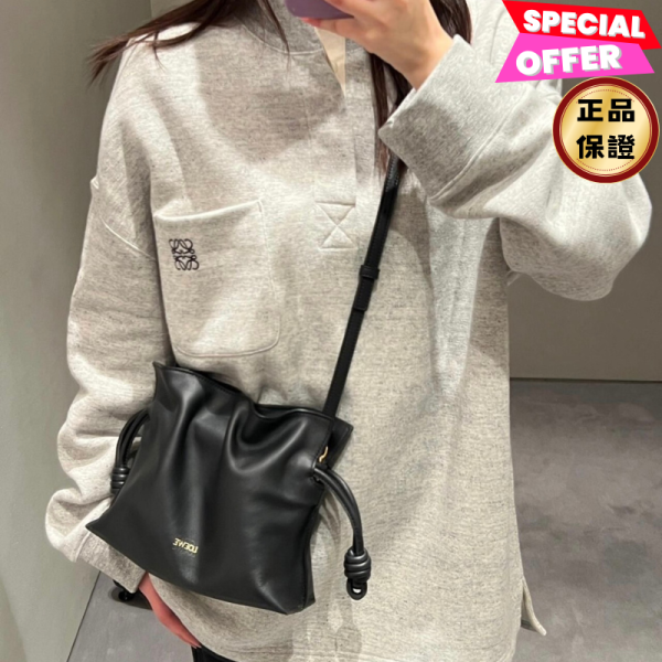 Loewe 迷你納帕小牛皮 Mini Flamenco 包  黑色 Loewe, Mini Flamenco 包, 納帕小牛皮, 抽繩設計, 黑色手袋, 西班牙製造