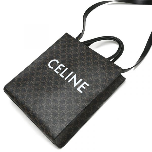 Celine 194432 印花 Triomphe 帆布中型直式 Cabas 包  黝黑色/配有肩揹帶 Celine 194432 印花 Triomphe 帆布中型直式 Cabas 包  黝黑色/配有肩揹帶