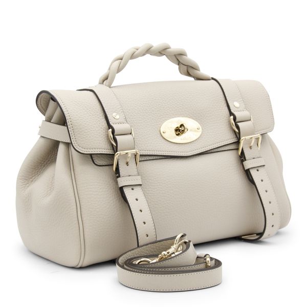 Mulberry HH6746 金屬扭鎖粗粒面小牛皮 Alexa 包    象牙白﻿ 