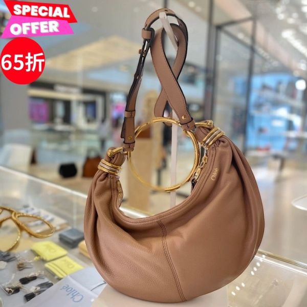 Chloe Bracelet Hobo 手環包   木玫瑰粉色 Chloe Bracelet Hobo 包, 小號流浪包, 粒面小牛皮手提包, Chloe 經典包款, 多功能手袋, 義大利製造
