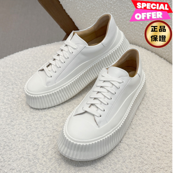 Jil Sander 女款帆布厚底餅乾鞋 增高5公分/雲白色  IT37/38/39 ( 建議購買小一號 ) Jil Sander,帆布鞋 ,厚底,餅乾鞋