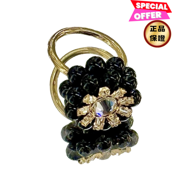 Celine Heirlooms Mûre水晶、亮漆及金色飾面黃銅戒指=  52/54 Celine Heirlooms, Mûre戒指, 黃銅水晶, 金色/黑色, 義大利製造, 時尚單品