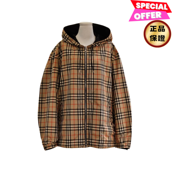 Burberry 男款 80270971 雙面兩穿  Vintage 格紋再生聚酯纖維外套 XL/XXL Burberry男款雙面外套, Vintage格紋外套, 再生聚酯纖維外套, ECONYL環保外套, 輕便連帽外套, 雙面兩穿外套, Burberry戶外休閒外套, 格紋純色兩穿外套