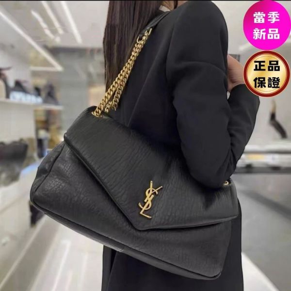 Saint Laurent 777399 YSL 大款 Calypso 粒面小羊皮包  黑色 Saint laurent,Calypso,大型購物包,小羊皮,托特包,CASSANDRE,YSL包款,精品手袋