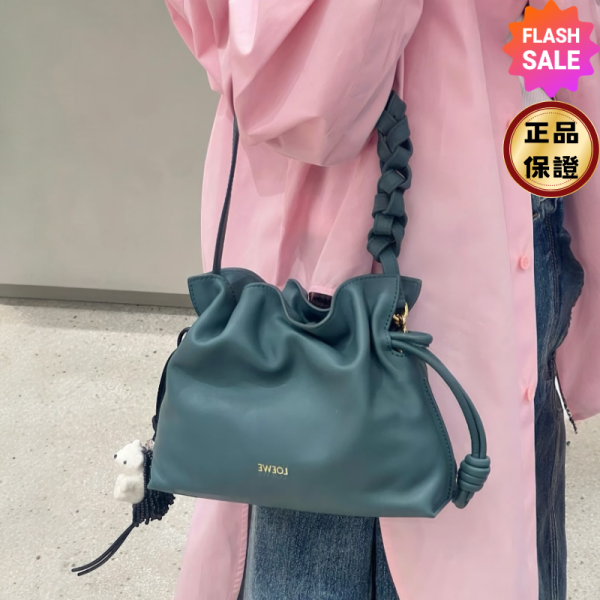 Loewe 迷你納帕小牛皮 Mini Flamenco 包  香根草綠色﻿ Loewe, Mini Flamenco 包, 納帕小牛皮, 抽繩設計, 西班牙製造