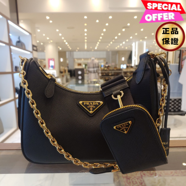 Prada 1BH204 Re-Edition Saffiano 皮革三合一多功能包  黑色 Prada, Re-Edition 2005, Saffiano皮革, 手袋, 義大利製造, 時尚單品