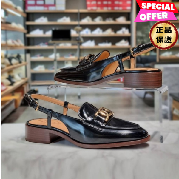 Tod's 女款經典露跟低跟鞋  黑色  EU38/38.5 Tod's, 黑色低跟拖鞋, 義大利製造, 3公分低跟, 橡膠鞋底, 時尚單品