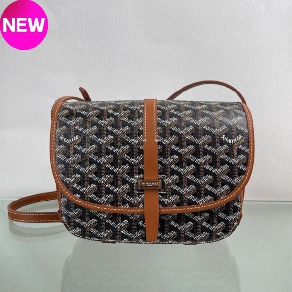Goyard Belvedere MM 馬鞍包  黑色/棕色 Goyard、Belvedere MM、Goyard 郵差包、精品斜背包、法國精品、Goyardine 帆布、Goyard 真品、限量包款、時尚斜背包、巴黎品牌推薦