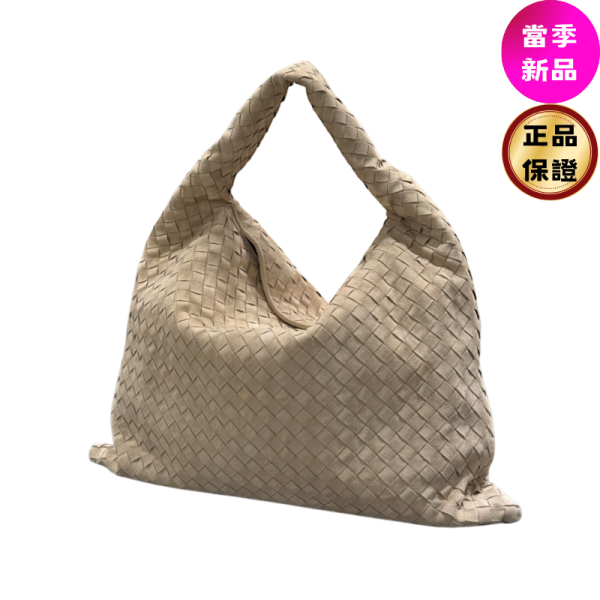 Bottega Veneta 763970 Hop 大款麂皮 Intrecciato 肩背包  Ecru 奶油 Bottega Veneta, Large Hop, 麂皮肩背包, Intrecciato 編織, MacBook Air, 義大利製造