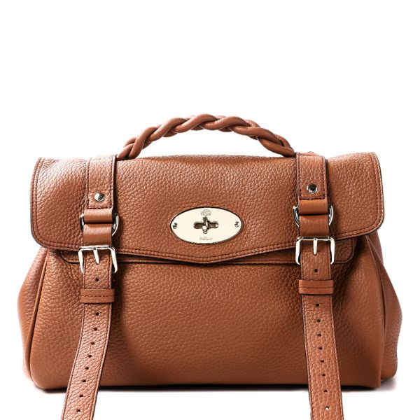 Mulberry HH6746 金屬扭鎖粗粒面小牛皮 Alexa 包  栗子色 