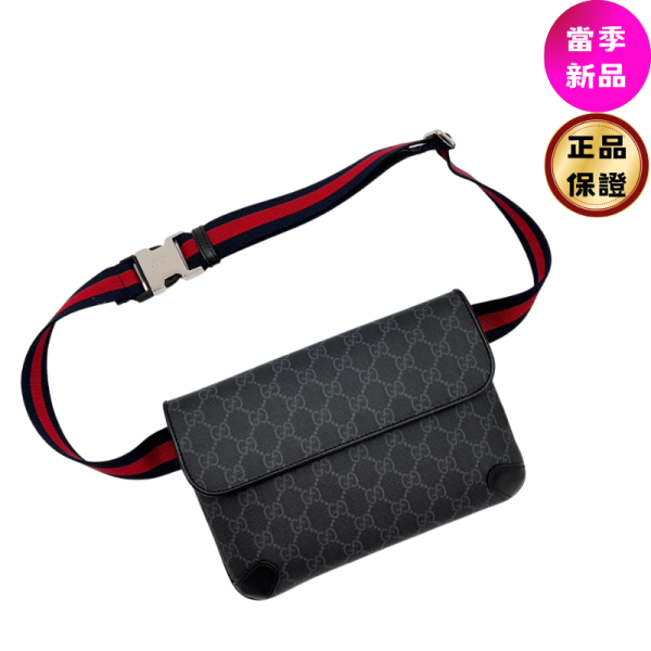 Gucci 792091 GG Supreme 胸前包/腰包  黑色 Gucci、GG Supreme、792091、Gucci 792091、胸前包、腰包、黑色包包、紅藍織帶、義大利製奢侈品包包、街頭風格、精品包推薦、精品包評價、精品包價格、平行輸入、100%真品、專櫃真品保證、限時優惠、精品包包哪裡買