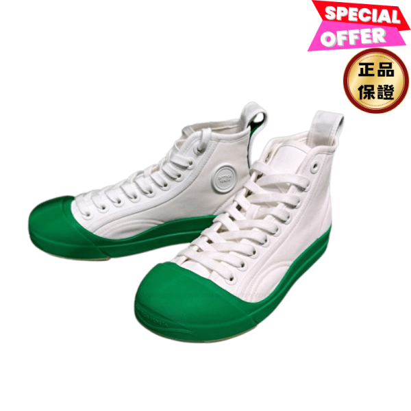 Bottega Veneta 755654 女款 Vulcan 防水橡膠底帆布運動鞋   白色/綠色  EU 35/36.5/38 Bottega Veneta, Vulcan Sneakers, White & Green, 義大利製造, 棉帆布, 橡膠帽頭, 實用設計, 時尚單品, 街頭風格