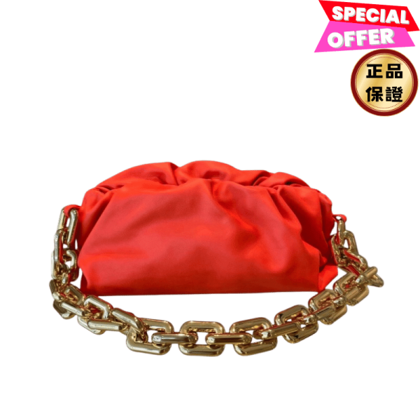 Bottega Veneta 620230 BV Chain 金鍊雲朵包  橙紅色 Bottega雲朵包金鍊, BV Chain柔軟包, Bottega Veneta肩背包, 小牛皮精品包, 雲朵造型手拿包, 義大利精品推薦, 橙紅色包款, 精品平行輸入, 100%真品保證, 限時精品優惠