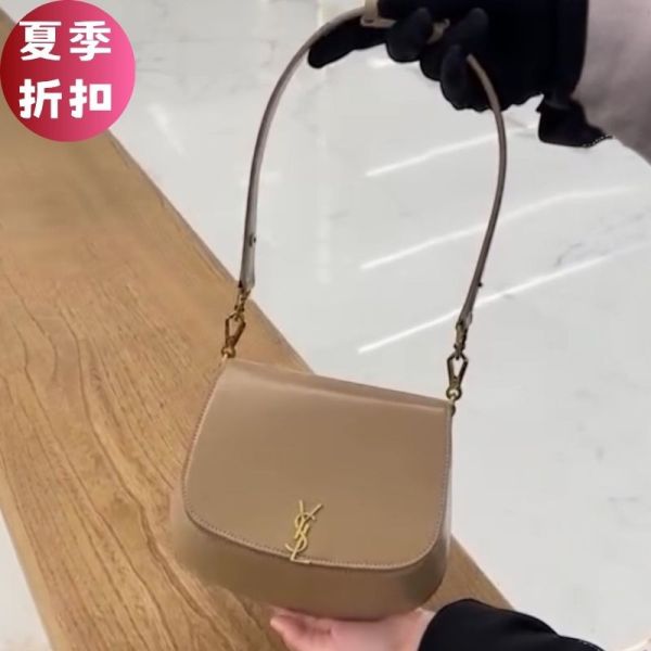 Saint Laurent 800846 YSL Box 小牛皮 Voltaire 包  太妃糖奶茶色 Saint Laurent 手提包, Voltaire 系列, 頂部手柄包, DK TOFFEE 包, 義大利手工包, 時尚肩揹包, 現代設計