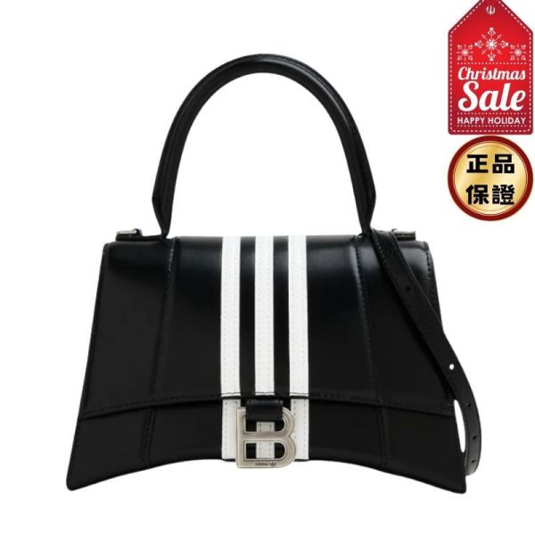 Balenciaga x adidas 593546 小款 Hourglass S 小牛皮沙漏包  黑色 alenciaga、adidas、Hourglass S、聯名包、黑色小牛皮、精品肩背包