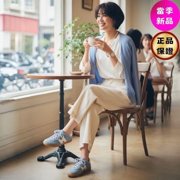 Hogan 女款 Cool 絨面革網眼拼接運動鞋   淡藍色/底高2.5公分  IT36/36.5/37/37.5/38/38.5/39 Hogan Cool,米色運動鞋,拼接休閒鞋,義大利製女鞋,H字標誌鞋款