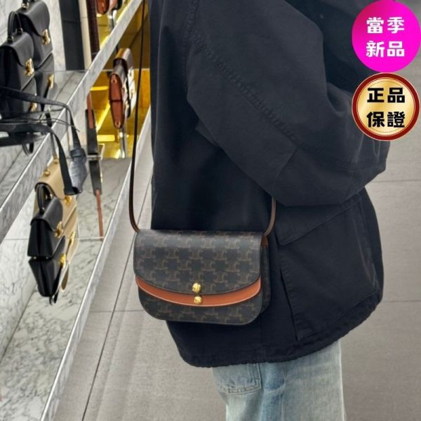 Celine 10P672 標誌老花 DUO 標牛皮革飾帶錢包 Celine DUO 錢包,Celine 標誌印花,老花錢包,肩背錢包,精品小包