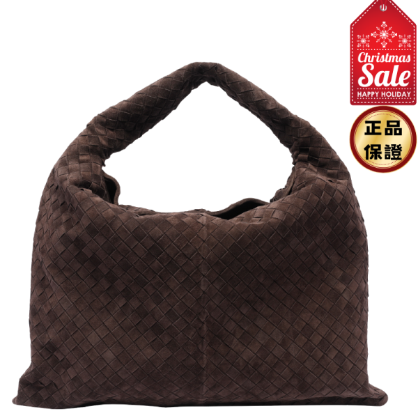 Bottega Veneta 763970 Hop 大款麂皮 Intrecciato 肩背包  棕色 Bottega Veneta, Large Hop, 麂皮肩背包, Intrecciato 編織, MacBook Air, 義大利製造