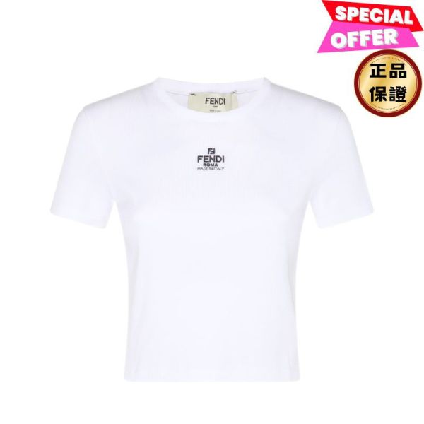 Fendi FS8110 女款修身剪裁短版圓領短袖T恤/上衣  S/M/L Fendi FS9619 女款白色平紋針織T恤/上衣