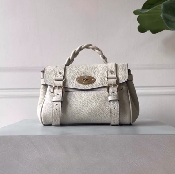 Mulberry HH6746 金屬扭鎖粗粒面小牛皮 Alexa 包    象牙白﻿ 