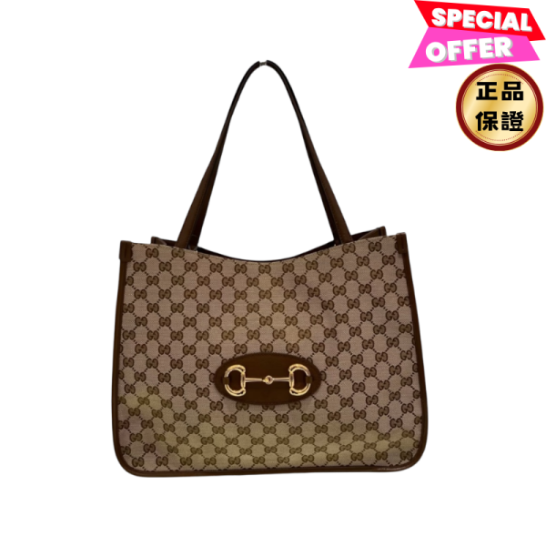 Gucci 1955 Horsebit 中款帆布牛皮滾邊肩背包 米色/白色 Gucci, 1955 Horsebit, 中款肩背包, 米色/白色, GG Supreme帆布, 義大利製造, 時尚單品
