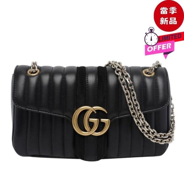 Gucci A006X1 Jetset GG Marmont 中款  垂直絎縫納帕皮革鏈條肩背包    黑色 Gucci,Gucci Jetset,Gucci GG Marmont,Jetset GG Marmont,Gucci Marmont肩背包,Gucci鏈條包,Gucci黑色包,Gucci納帕皮革,Gucci絎縫包,Gucci雙G包,Gucci Primavera,Gucci中型肩背包,精品鏈條包,A005XW AAG8T 1000