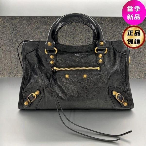 Balenciaga 811442 Le City 小羊皮 S 小款機車包  黑色金釦 Balenciaga,Le City Small,Arena羊皮,Volcanic Rock,義大利製造