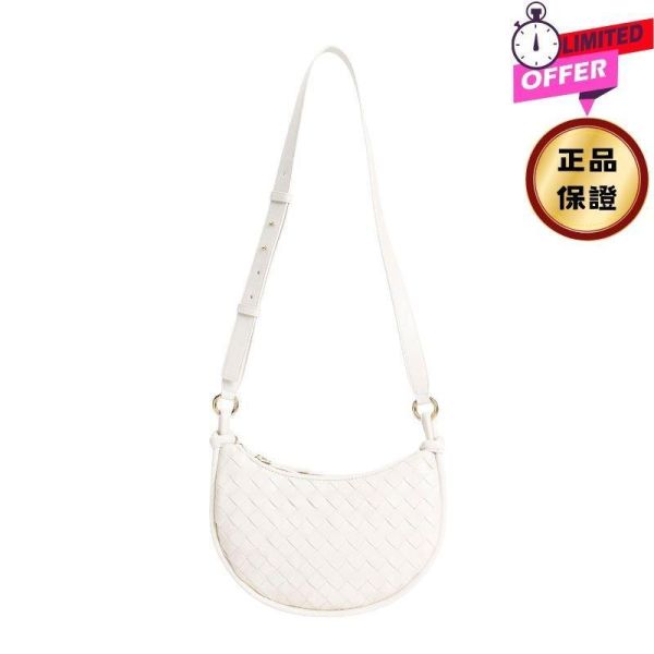 Bottega Veneta 796638 小款 Gemelli 編織小羊皮斜背包  白色 Bottega Veneta,Gemelli,編織包,斜背包,多口袋包