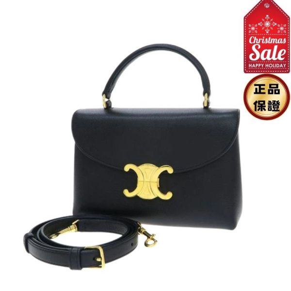 Celine 118113 Teen Nino 小牛皮包  黑色 Celine 手袋, 小款牛皮包, 黑色手袋, Triomphe 設計, 義大利手工, 低調奢華, 夏日時尚, Teen Nino 包