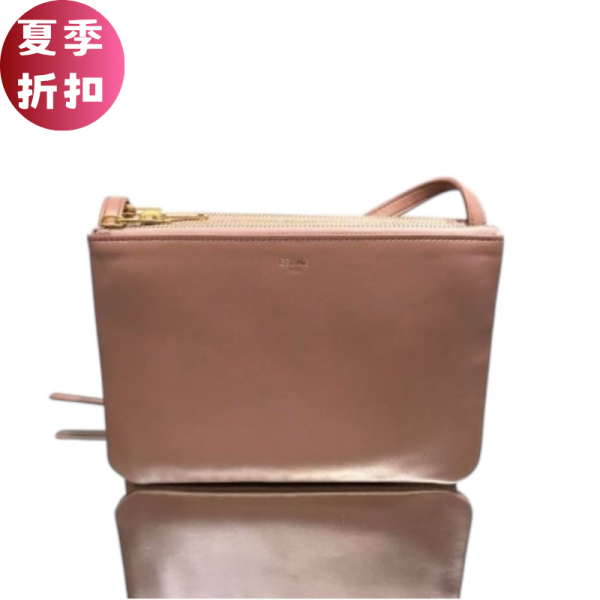 Celine Trio 層壓羊皮小型三層斜背包古典玫瑰色 Celine Trio三層包, 層壓羊皮包, 古典玫瑰色包款, 義大利製高級包, 都市女性斜背包, 簡約實用三層包, Celine多功能包, 小型日常包推薦