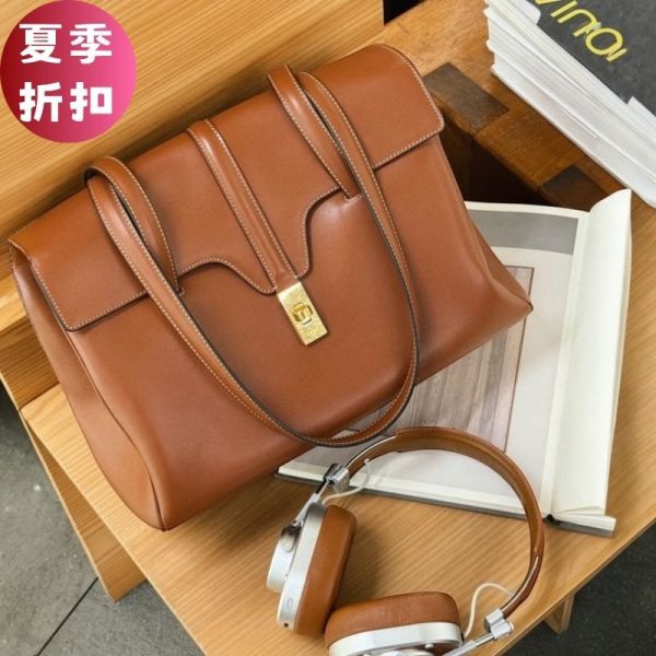 Celine 195543 中款小牛皮中款 Soft16肩背包  黃褐色 